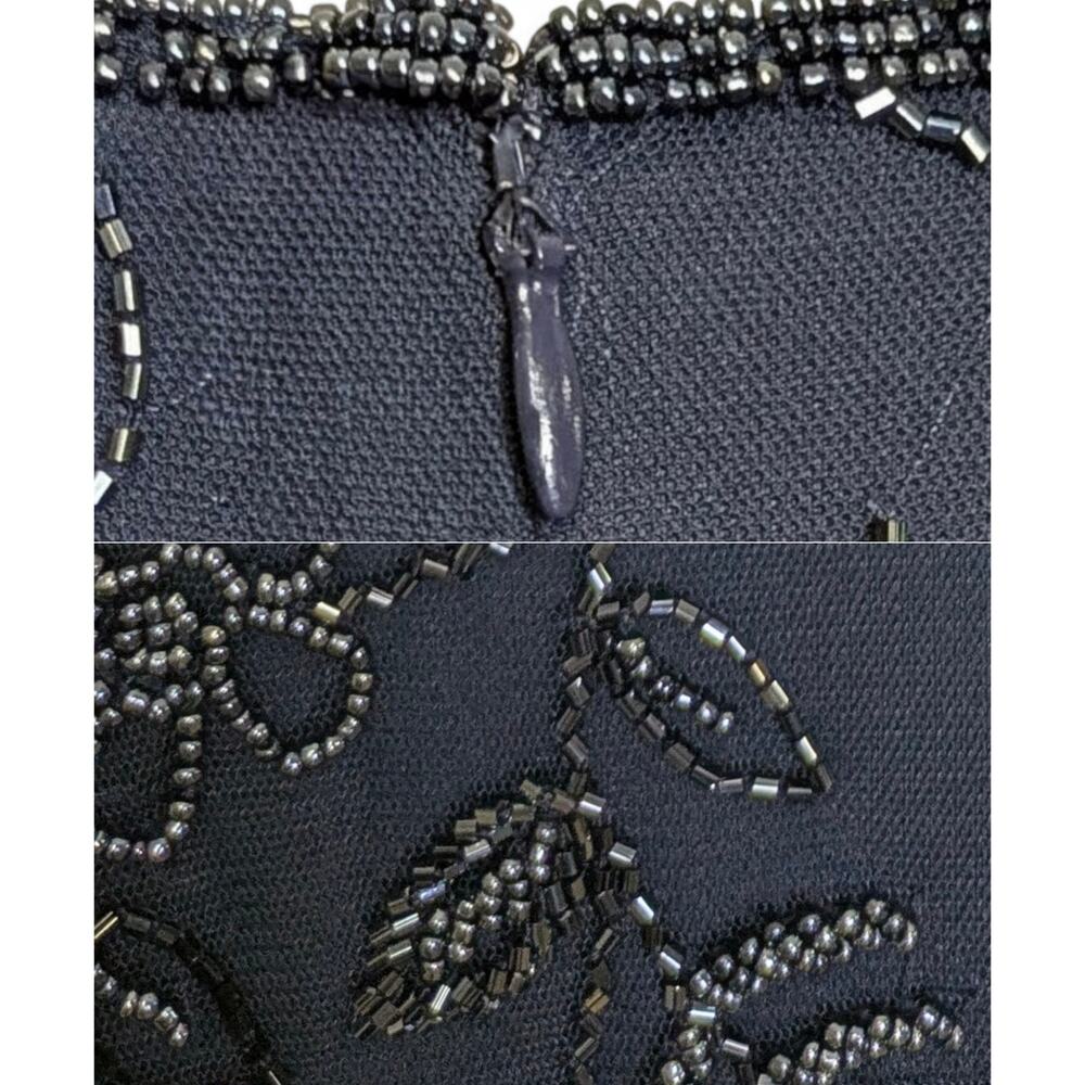 Mac Duggal Navy Beaded Mesh Bell Sleeve Tiered Ruffle Hem Evening Gown 16W - Picture 5 of 7